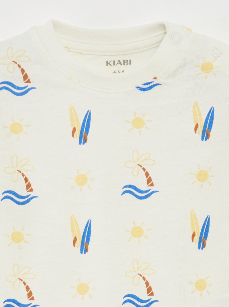 Lot de 2 t-shirts à manches courtes et col rond BLANC - Kiabi