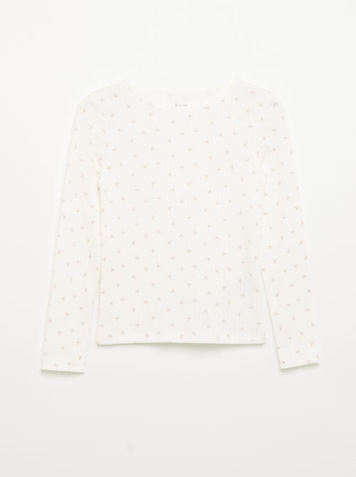 Lot de 2 T-shirts à manches longues en maille fantaisie - Kiabi