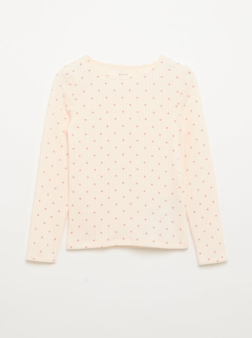 Lot de 2 T-shirts à manches longues en maille fantaisie - Kiabi