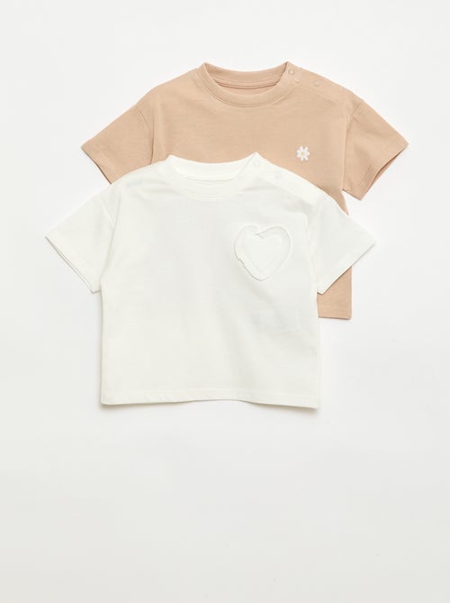Lot de 2 T-shirts avec détail poitrine - Kiabi