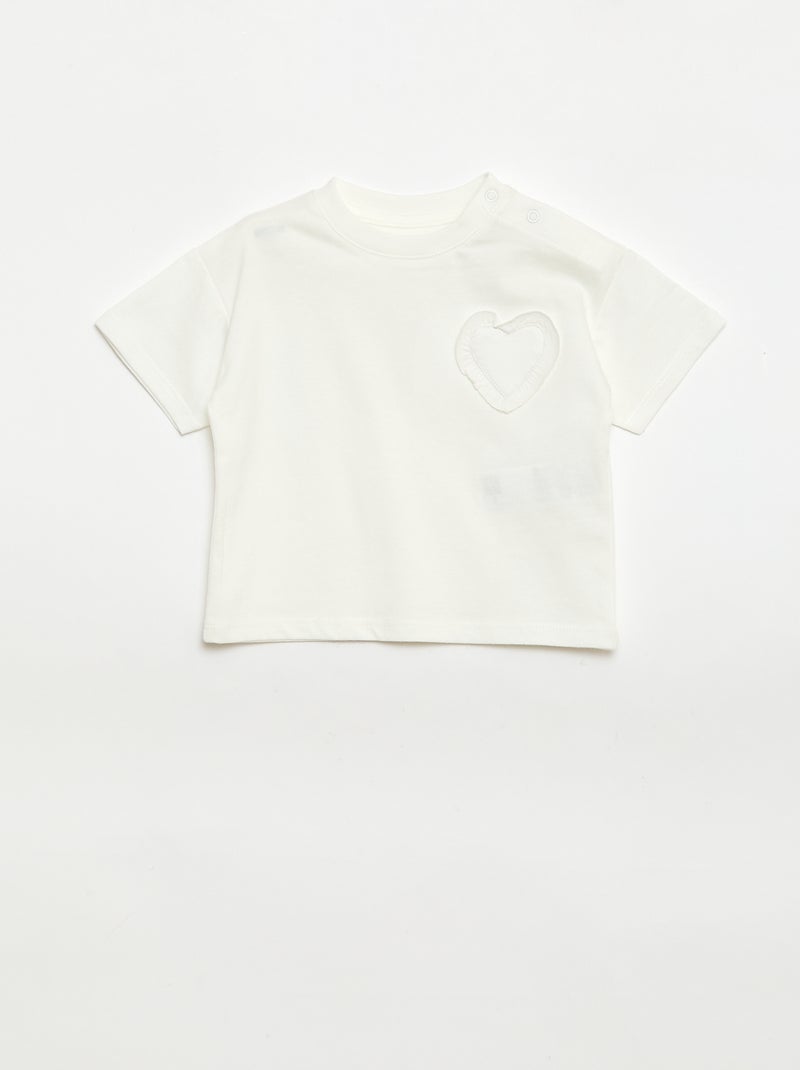 Lot de 2 T-shirts avec détail poitrine Beige - Kiabi