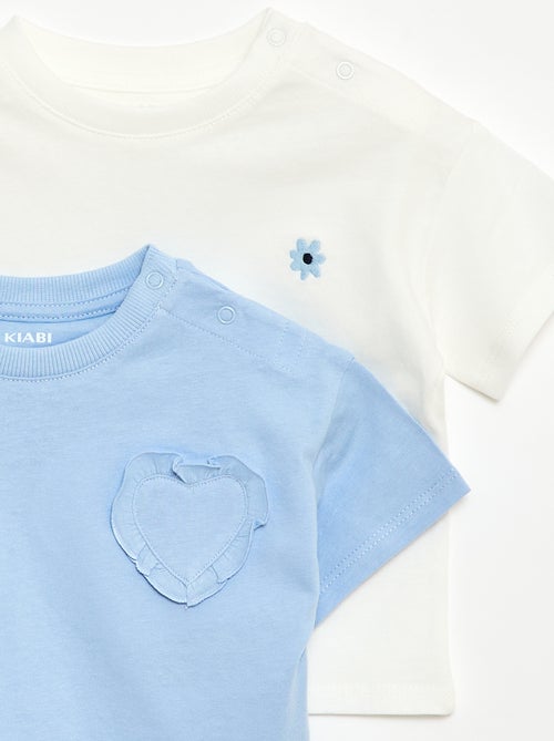 Lot de 2 T-shirts avec détail poitrine - Kiabi