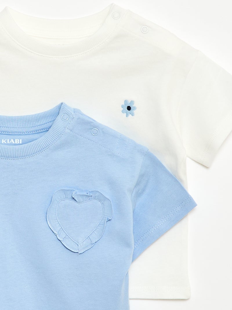 Lot de 2 T-shirts avec détail poitrine Blanc - Kiabi