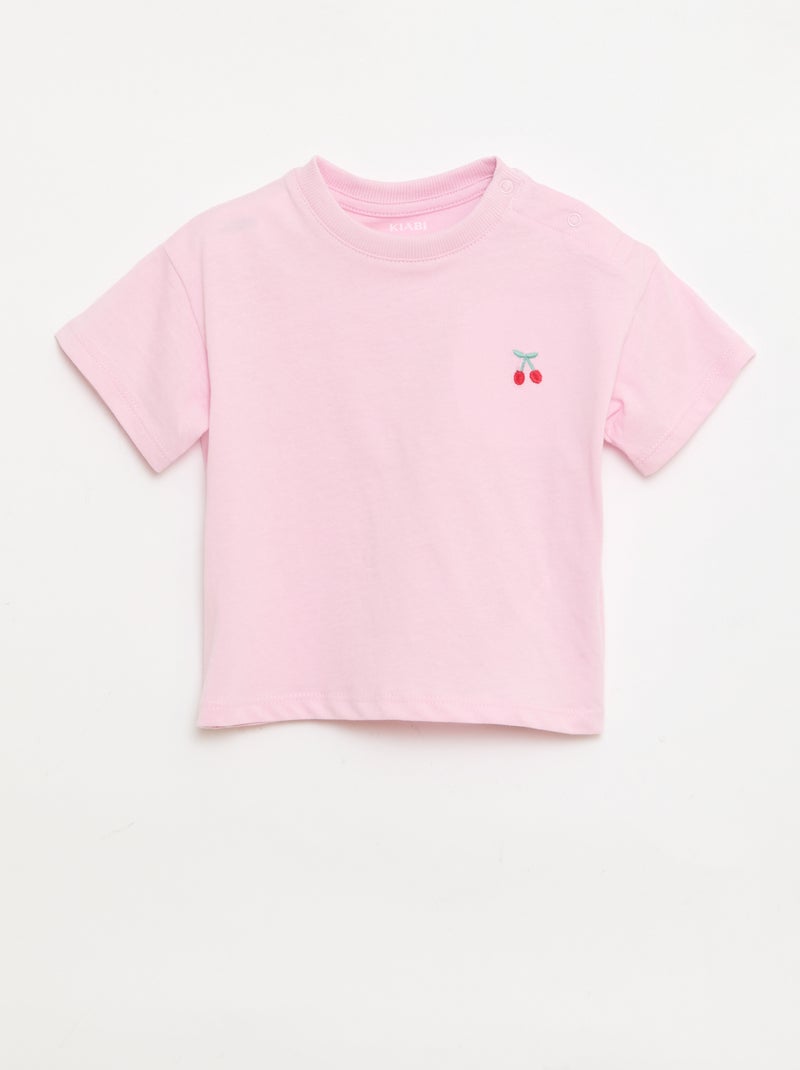 Lot de 2 T-shirts avec détail poitrine Rose - Kiabi