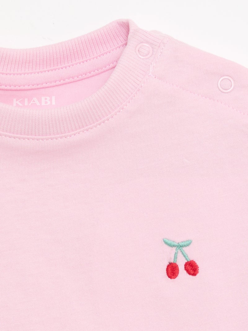 Lot de 2 T-shirts avec détail poitrine Rose - Kiabi