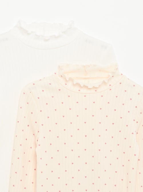 Lot de 2 T-shirts en maille fantaisie avec finitions ondulées - Kiabi