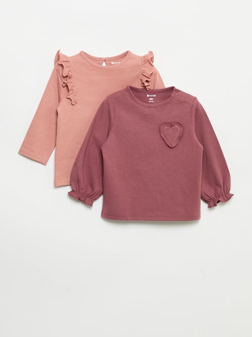 Lot de 2 t-shirts manches longues en jersey coton - Kiabi