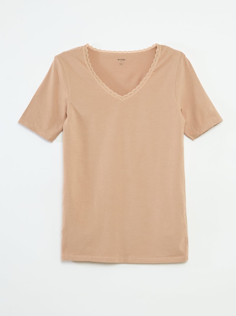 Lot de 2 t-shirts sous-vêtements Beige - Kiabi