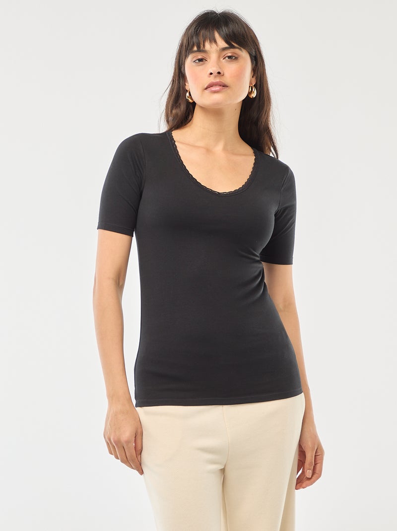 Lot de 2 t-shirts sous-vêtements Noir - Kiabi