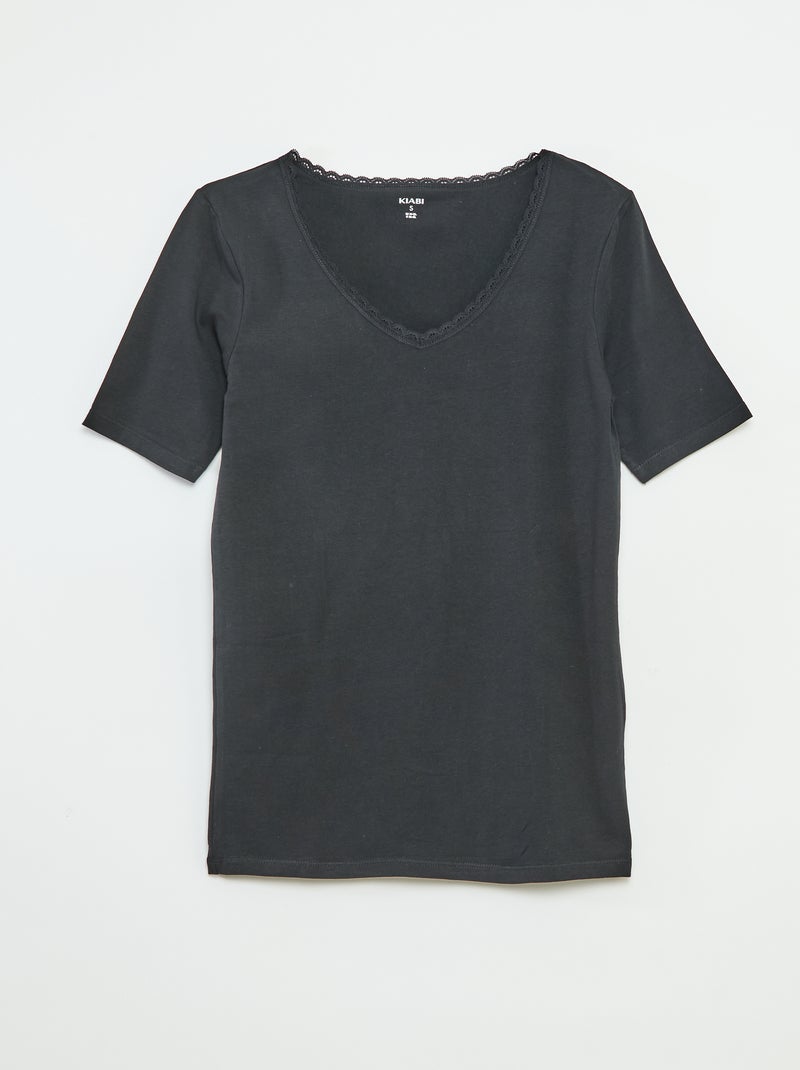 Lot de 2 t-shirts sous-vêtements Noir - Kiabi