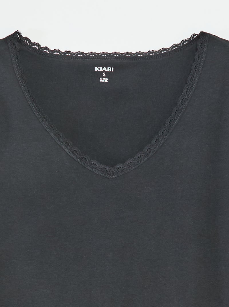 Lot de 2 t-shirts sous-vêtements Noir - Kiabi