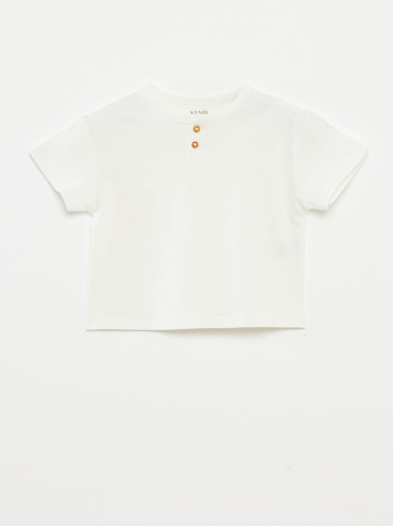 Lot de 2 t-shirts unis à manches courtes Blanc/corail - Kiabi