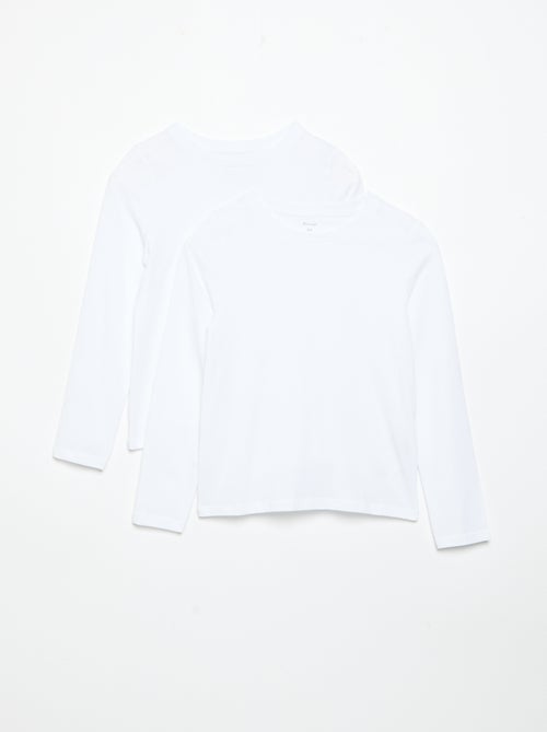 Lot de 2 t-shirts unis à manches longues - Kiabi
