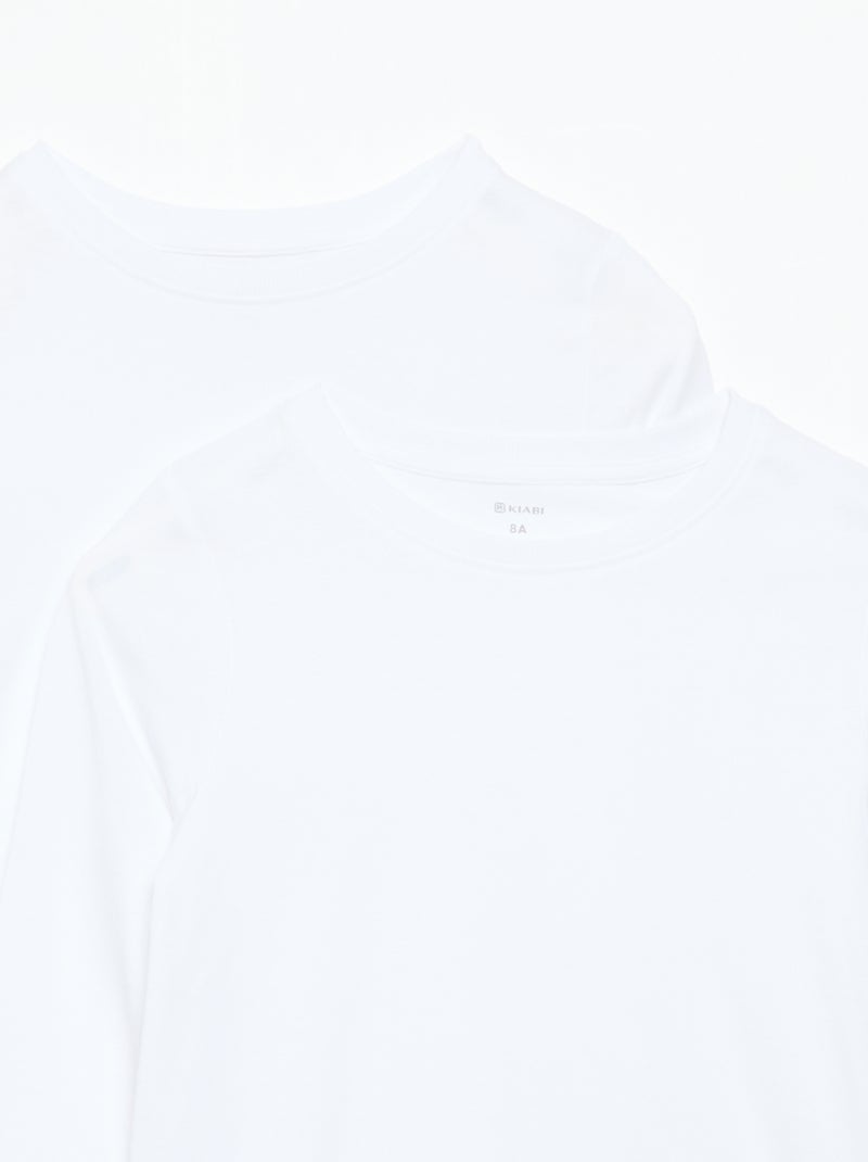 Lot de 2 t-shirts unis à manches longues Blanc - Kiabi
