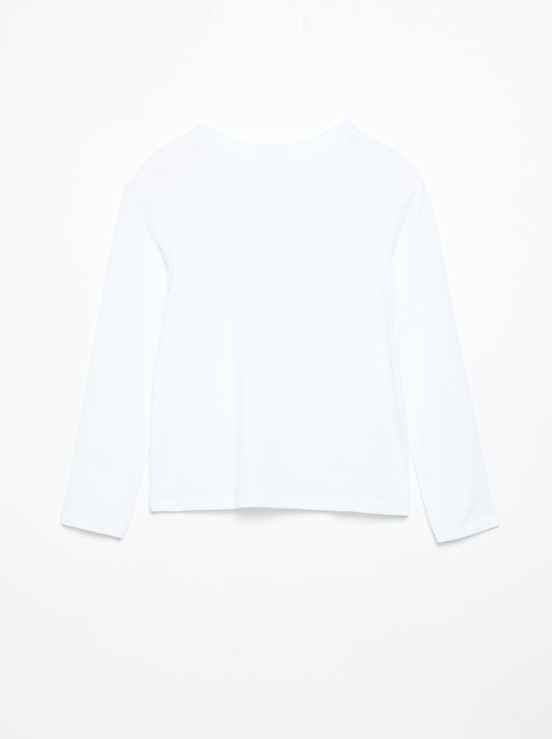 Lot de 2 t-shirts unis à manches longues Blanc - Kiabi