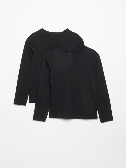 Lot de 2 t-shirts unis à manches longues - Kiabi
