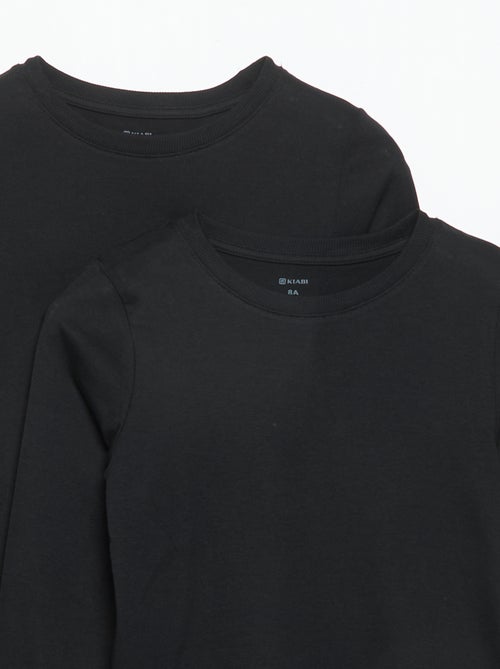Lot de 2 t-shirts unis à manches longues - Kiabi