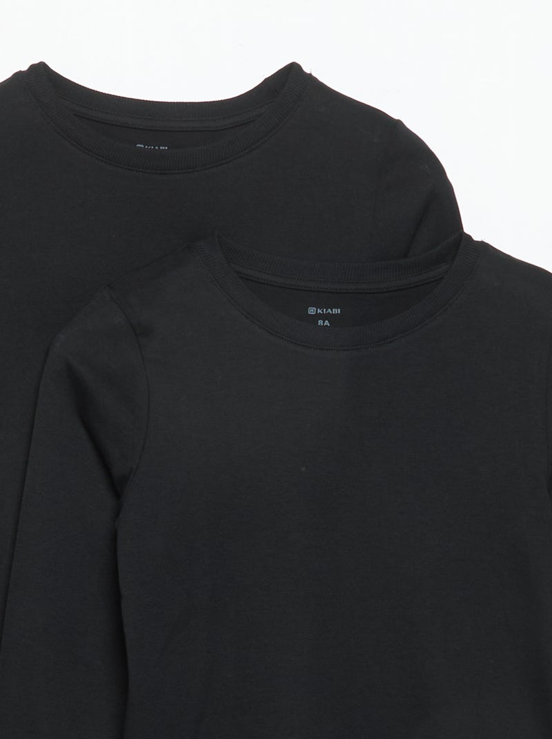 Lot de 2 t-shirts unis à manches longues Noir - Kiabi