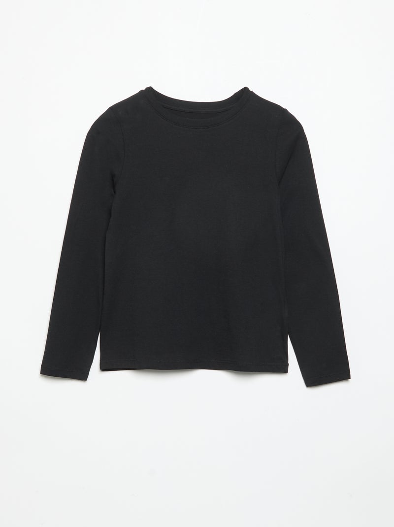Lot de 2 t-shirts unis à manches longues Noir - Kiabi