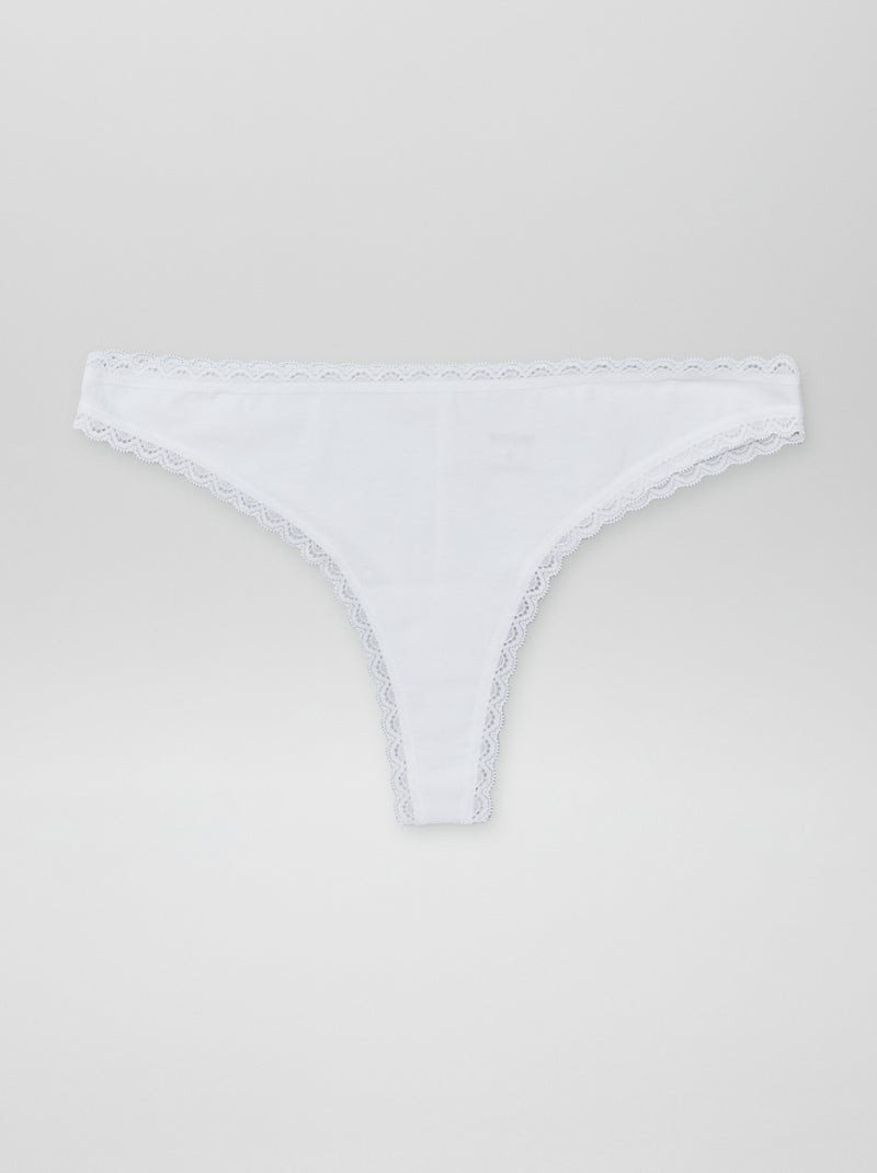 Lot de 2 tangas en coton Blanc - Kiabi
