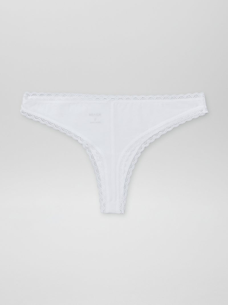 Lot de 2 tangas en coton Blanc - Kiabi