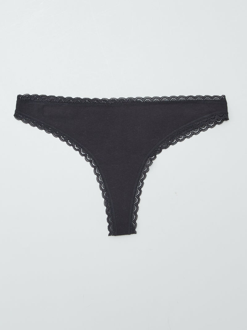 Lot de 2 tangas en coton Noir - Kiabi