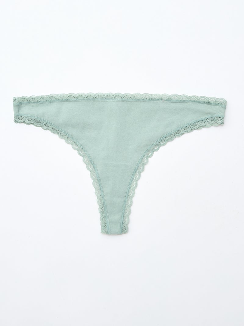 Lot de 2 tangas en coton vert - Kiabi