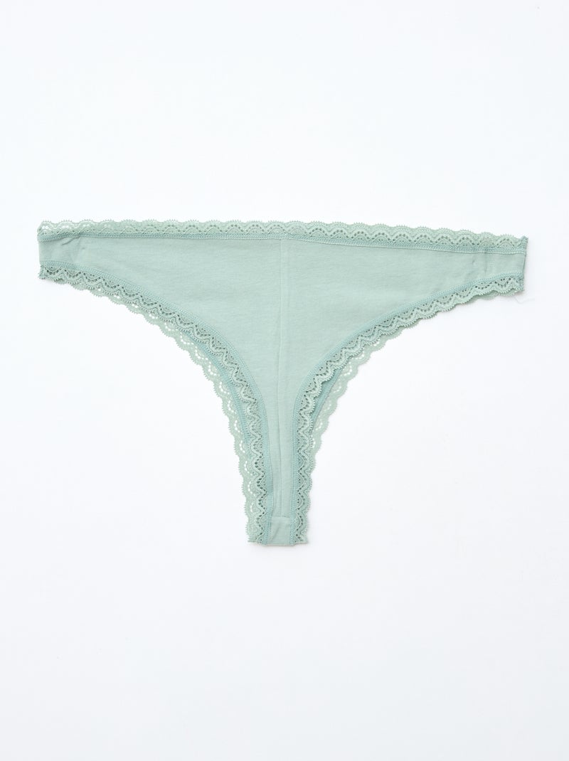Lot de 2 tangas en coton vert - Kiabi