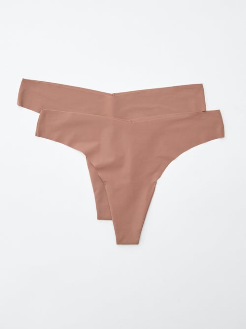 Lot de 2 tangas invisibles en microfibre - Kiabi