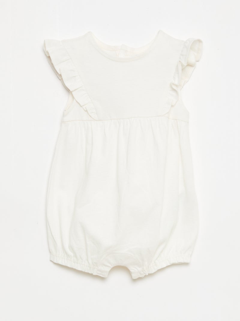 Lot de 3 barboteuses unies et volantées Beige - Kiabi