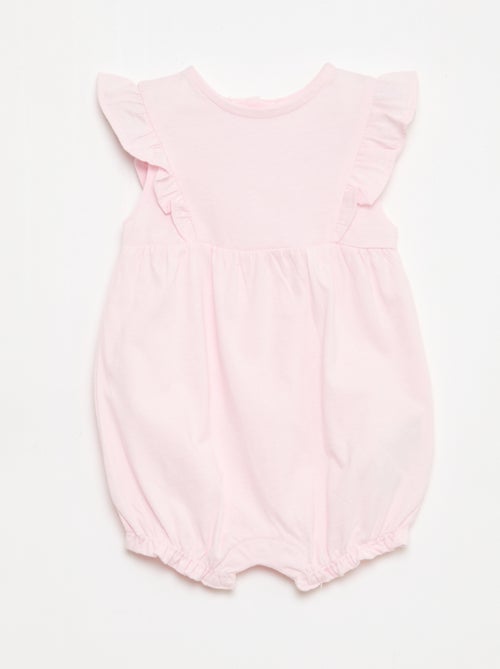 Lot de 3 barboteuses unies et volantées - Kiabi