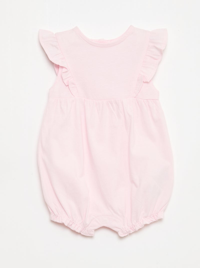 Lot de 3 barboteuses unies et volantées Beige - Kiabi