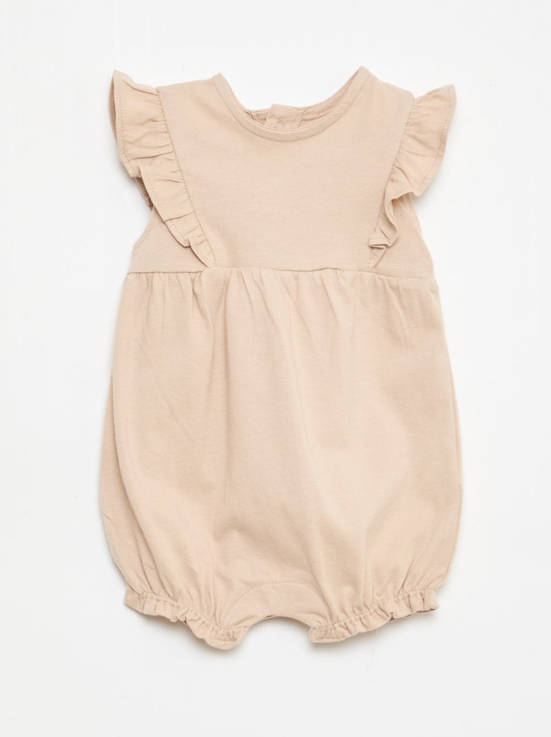 Lot de 3 barboteuses unies et volantées Beige - Kiabi