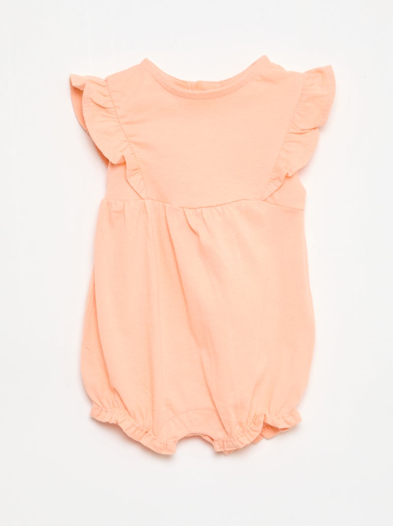 Lot de 3 barboteuses unies et volantées Orange - Kiabi