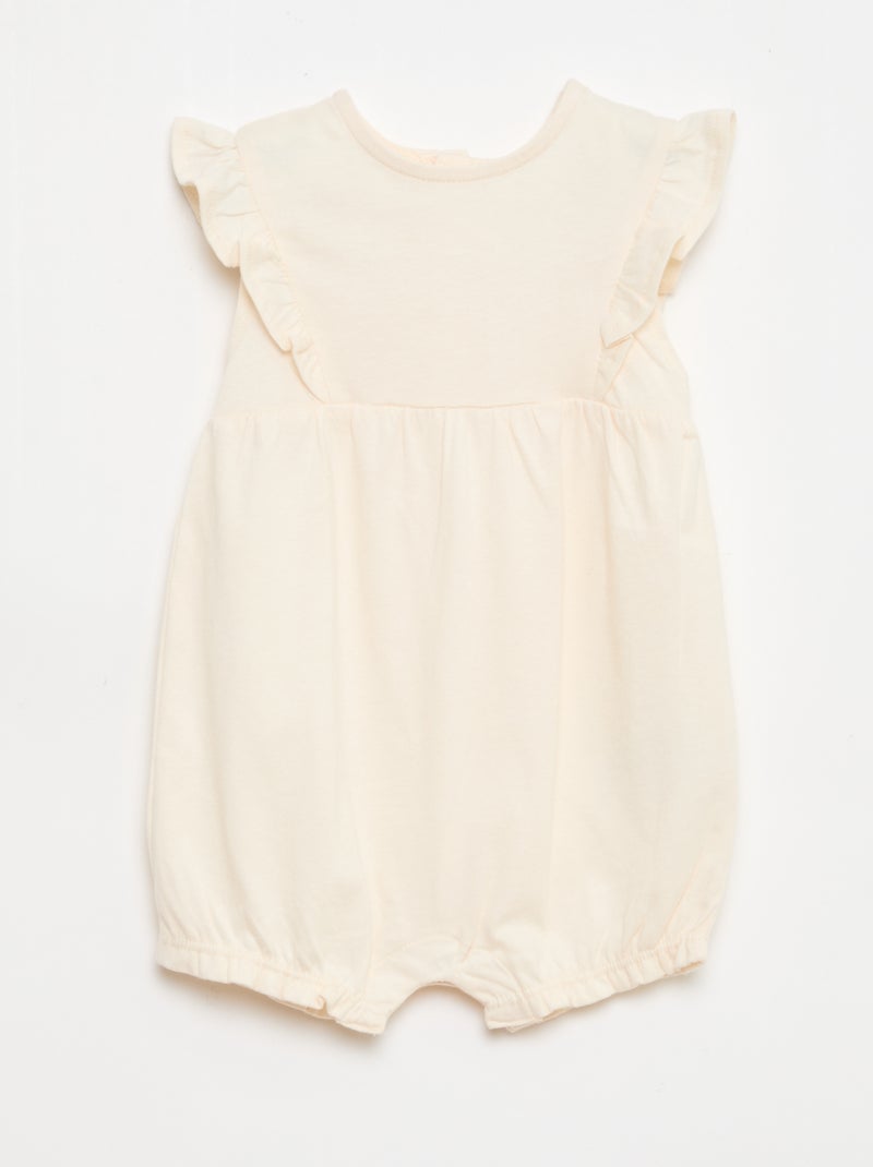 Lot de 3 barboteuses unies et volantées Orange - Kiabi