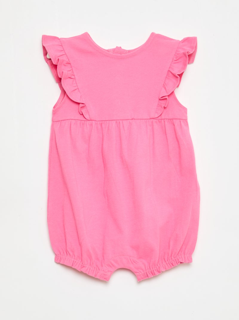 Lot de 3 barboteuses unies et volantées Orange - Kiabi