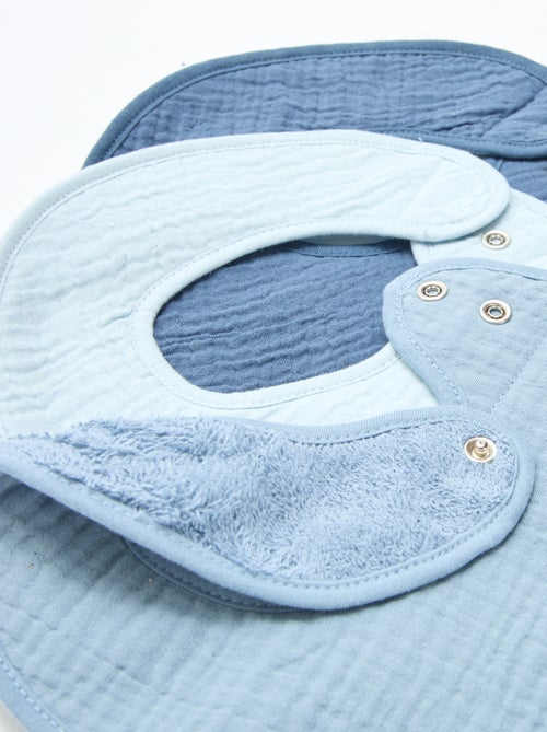 Lot de 3 bavoirs en gaze de coton doublure en éponge - Kiabi