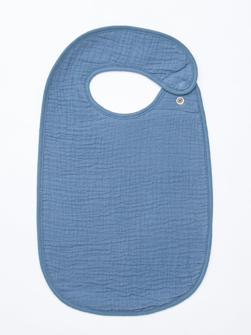 Lot de 3 bavoirs en gaze de coton doublure en éponge Bleu - Kiabi