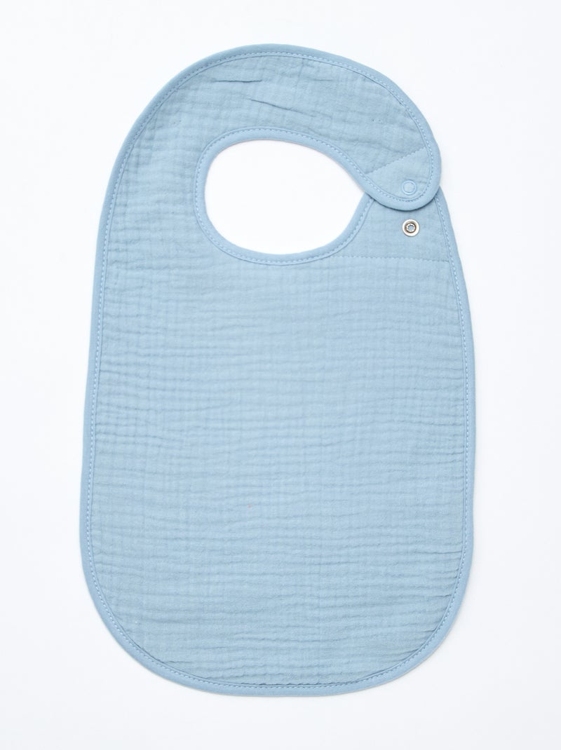 Lot de 3 bavoirs en gaze de coton doublure en éponge Bleu - Kiabi