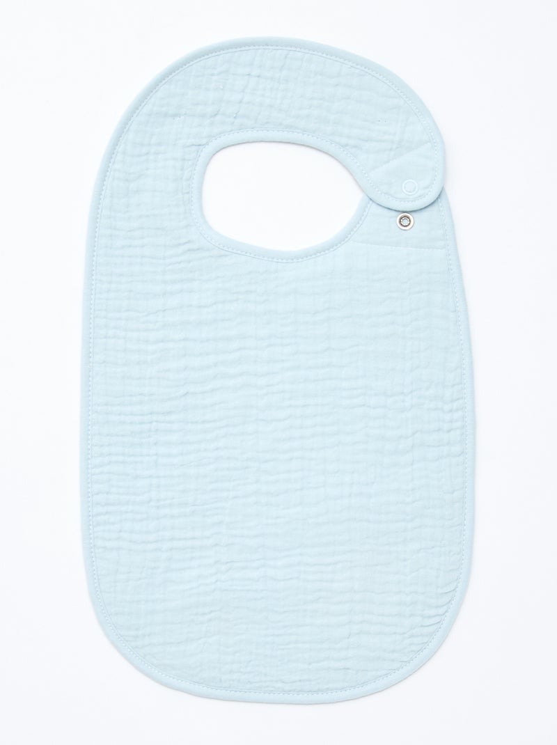 Lot de 3 bavoirs en gaze de coton doublure en éponge Bleu - Kiabi