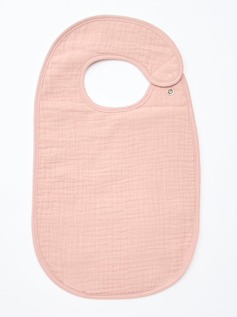 Lot de 3 bavoirs en gaze de coton doublure en éponge Rose - Kiabi