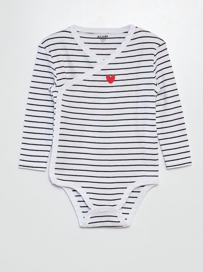 Lot de 3 bodies - Saint-valentin Marine/Blanc - Kiabi