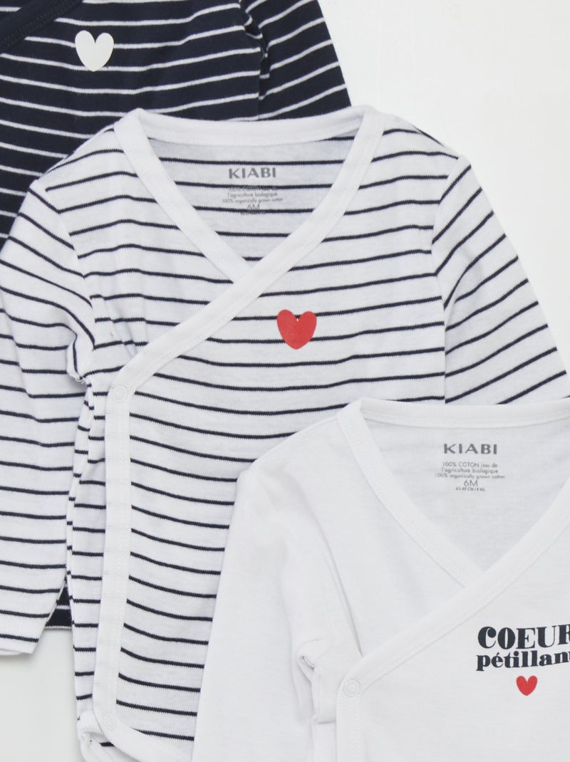 Lot de 3 bodies - Saint-valentin Marine/Blanc - Kiabi