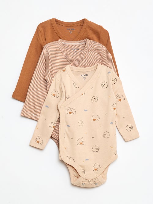 Lot de 3 bodies à manches longues avec ouverture pressionnée - Kiabi