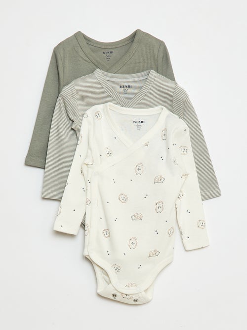 Lot de 3 bodies à manches longues avec ouverture pressionnée - Kiabi