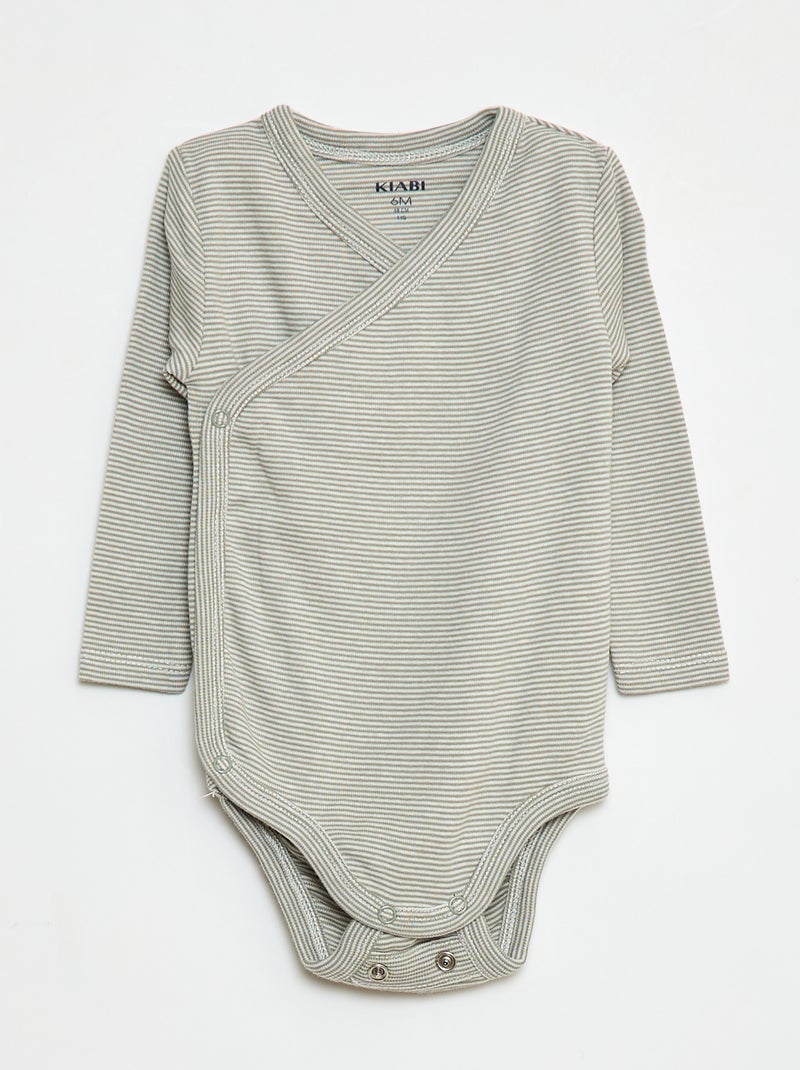 Lot de 3 bodies à manches longues avec ouverture pressionnée Vert - Kiabi