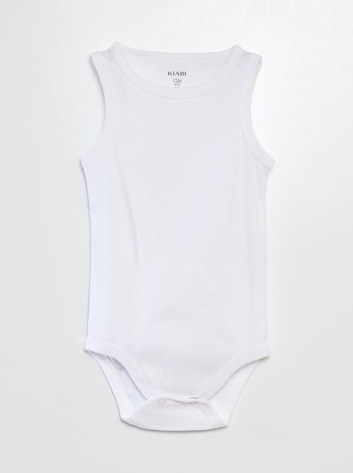 Lot de 3 bodies blancs à bretelles larges - Kiabi