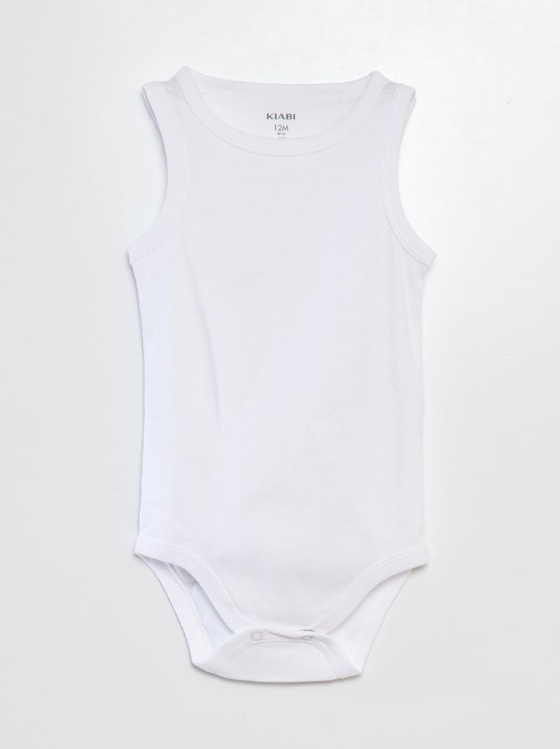 Lot de 3 bodies blancs à bretelles larges BLANC - Kiabi