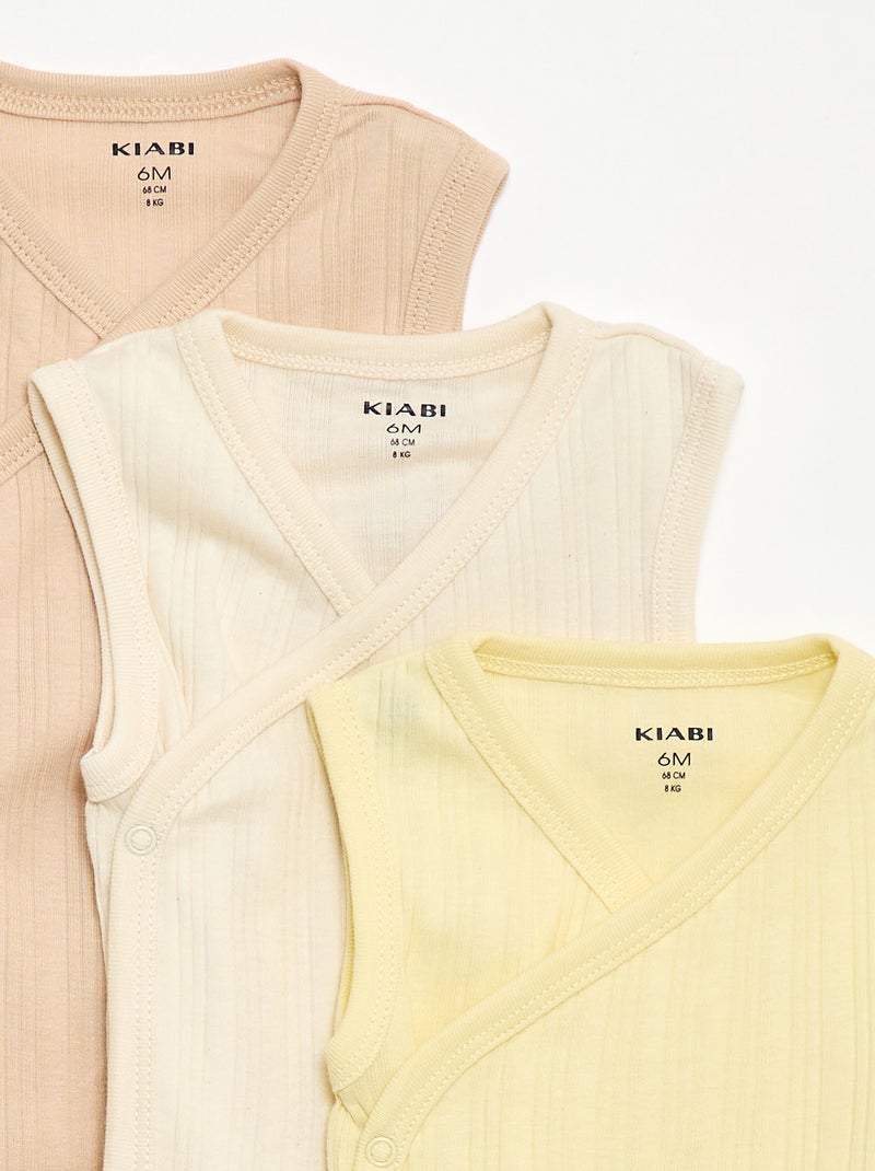 Lot de 3 bodies côtelés Blanc - Kiabi