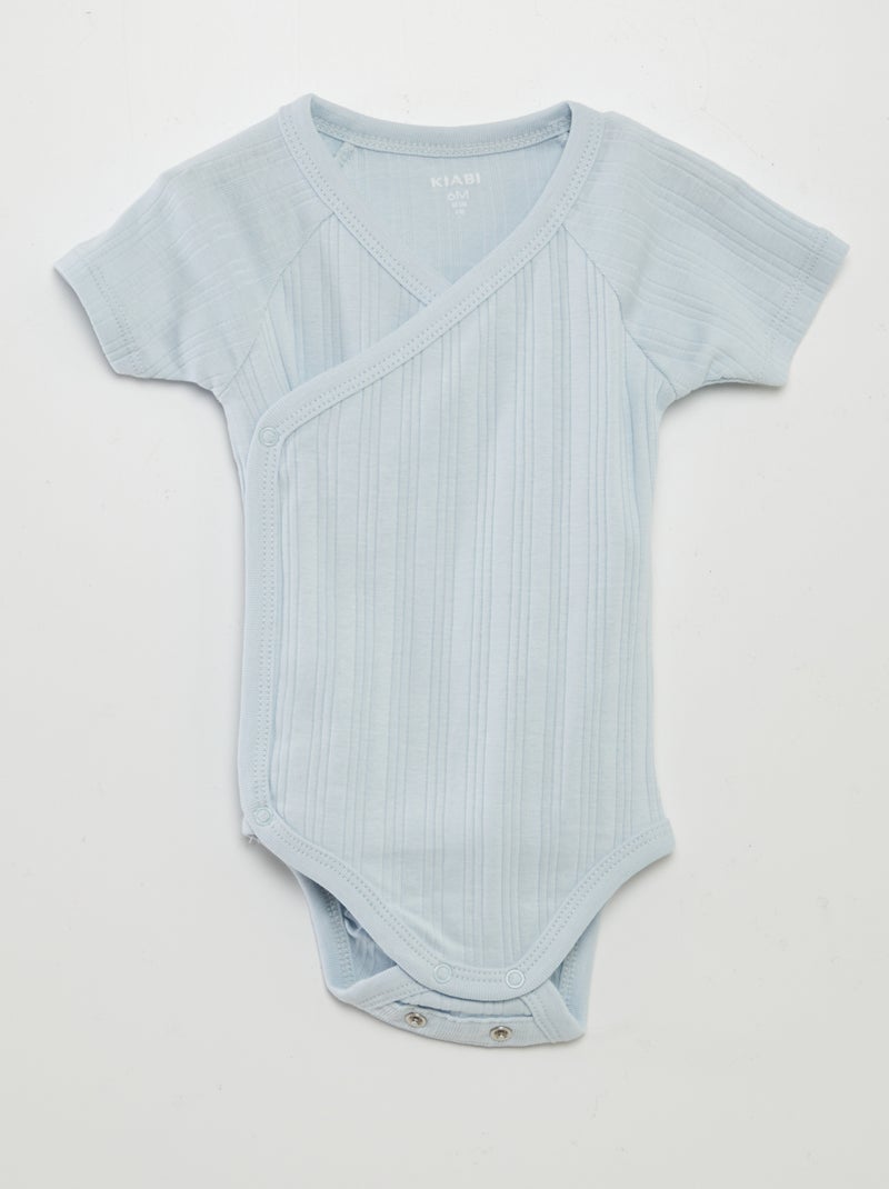 Lot de 3 bodies côtelés Bleu - Kiabi
